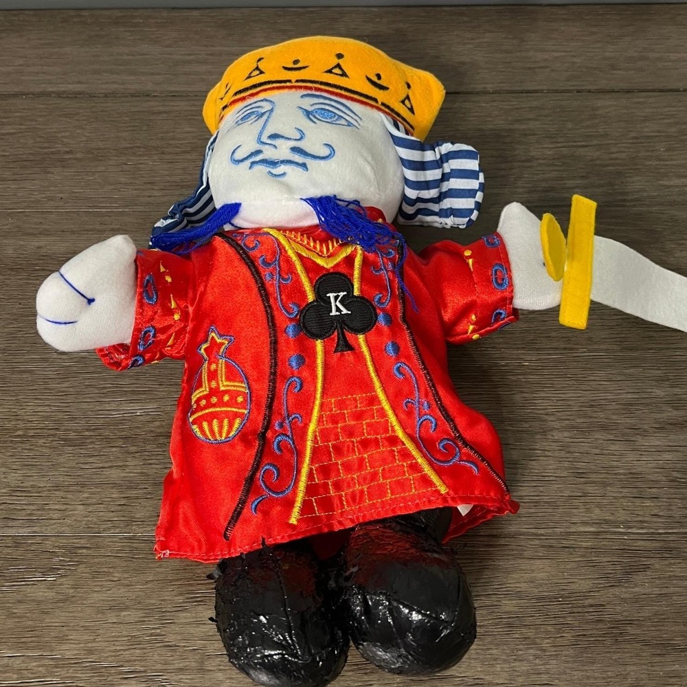 Vintage K&K Games King of Clubs Plush Toy 1998 Cartoon Character Doll Red 11"